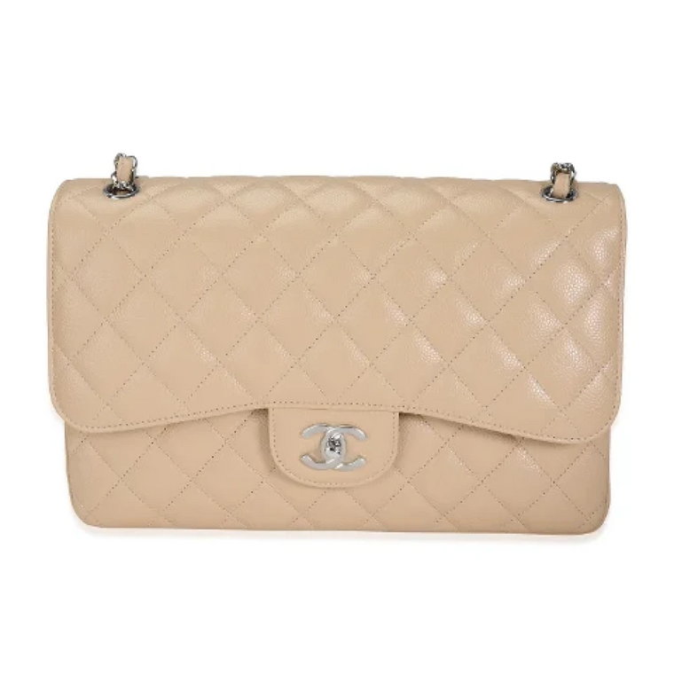 Beżowa klasyczna torba z klapką w stylu Quilted Caviar Jumbo Chanel Vintage