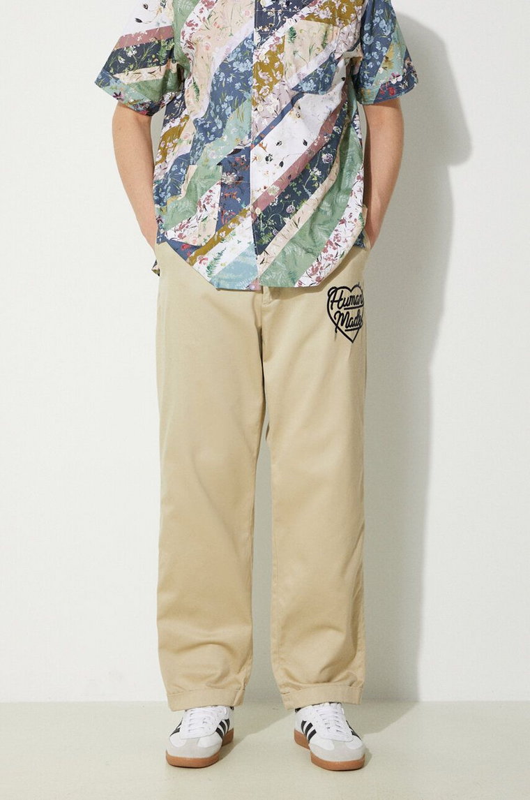 Human Made spodnie bawełniane Chino Pants kolor beżowy w fasonie chinos HM27PT006