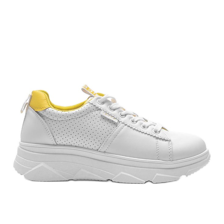 Biało żółte sneakersy sportowe BO-529 białe