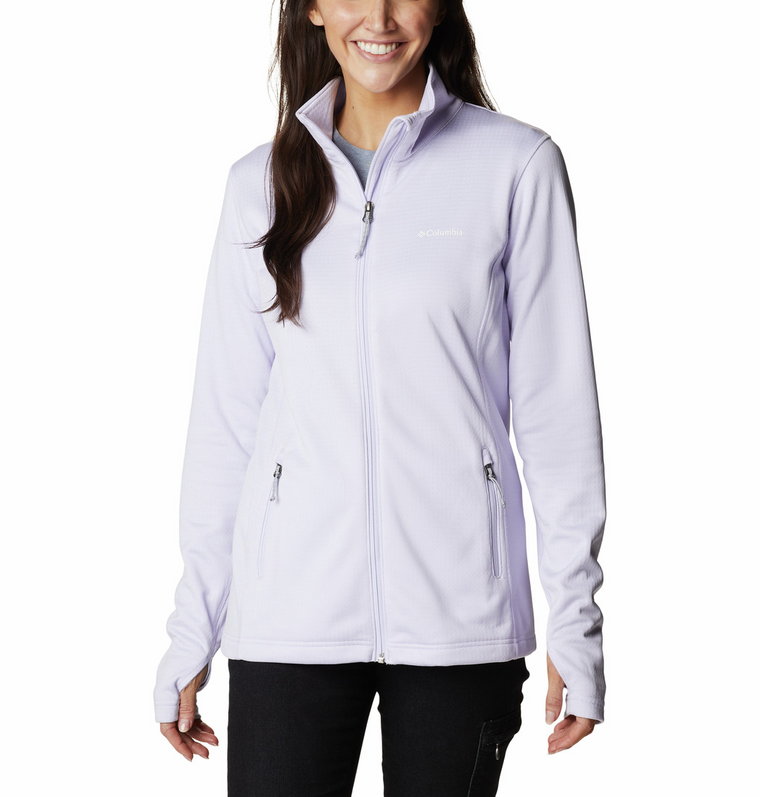 Damska bluza polarowa Columbia Park View Grid Fleece Full Zip purple tint heather - XS