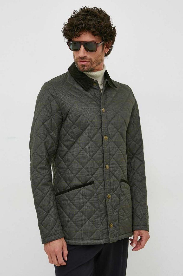 Barbour kurtka Checked Heritage Liddesdale Quilted Jacket męska kolor zielony przejściowa MQU1722