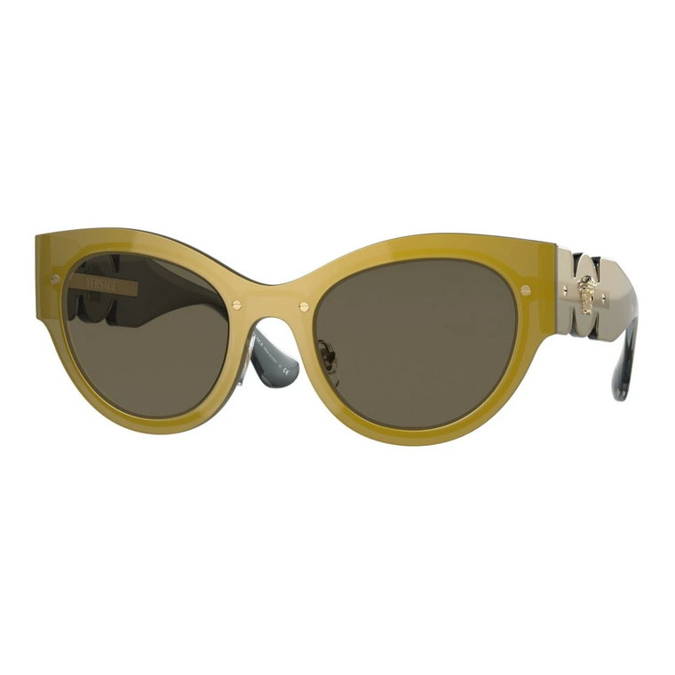 Transparent Brown Gold Sunglasses Versace