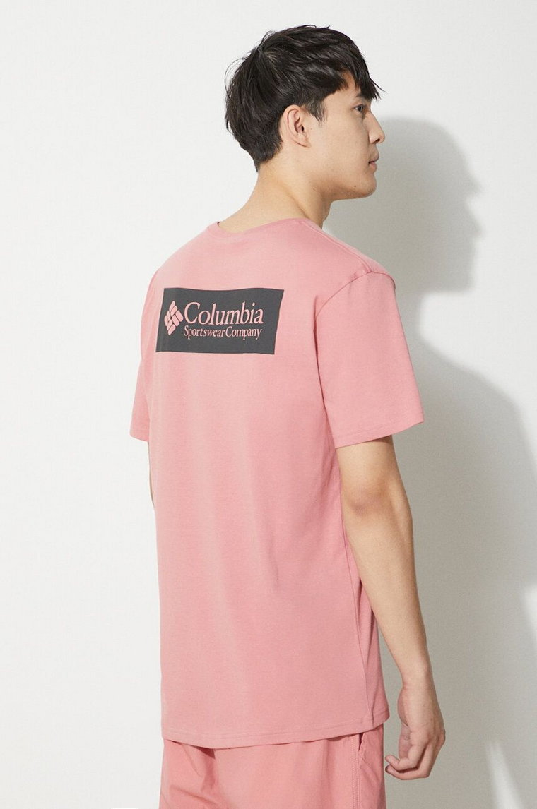Columbia t-shirt bawełniany North Cascades kolor różowy z nadrukiem 1834041