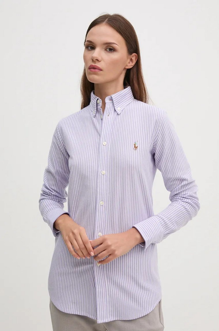 Polo Ralph Lauren koszula bawełniana damska slim z kołnierzykiem klasycznym 211910131