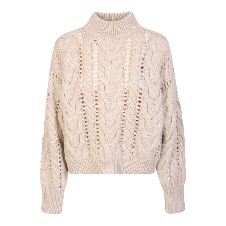 Elegancki Beżowy Sweter z Perforacjami Brunello Cucinelli
