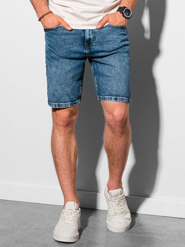 Krótkie spodenki męskie jeansowe W308 - niebieskie - XXL