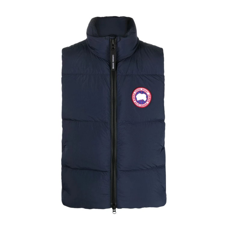 Granatowy Pikowany Kamizelka z Logo Canada Goose