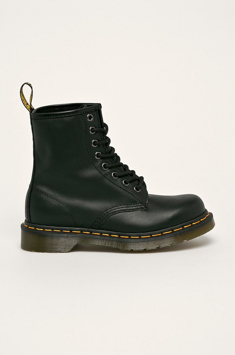 Dr. Martens workery skórzane 1460 Nappa damskie kolor czarny na płaskim obcasie 11822002