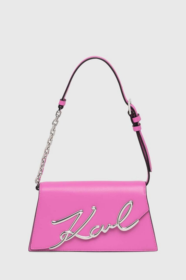 Karl Lagerfeld torebka skórzana kolor różowy