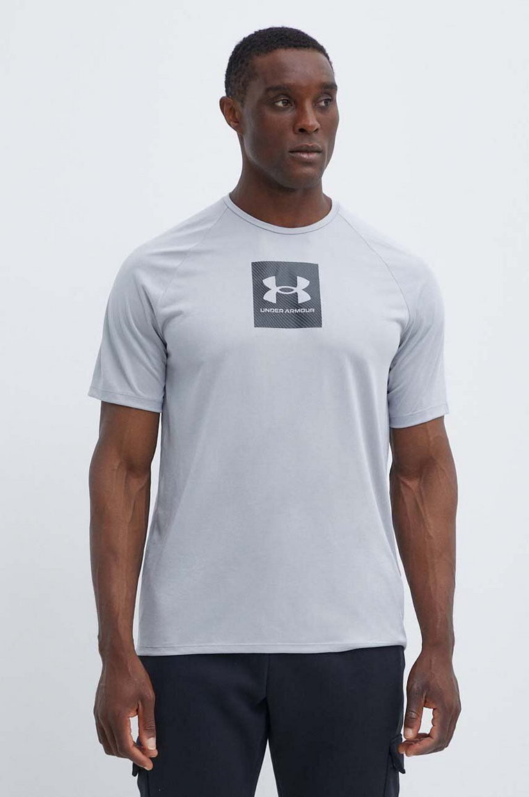 Under Armour t-shirt treningowy kolor szary z nadrukiem 1380785