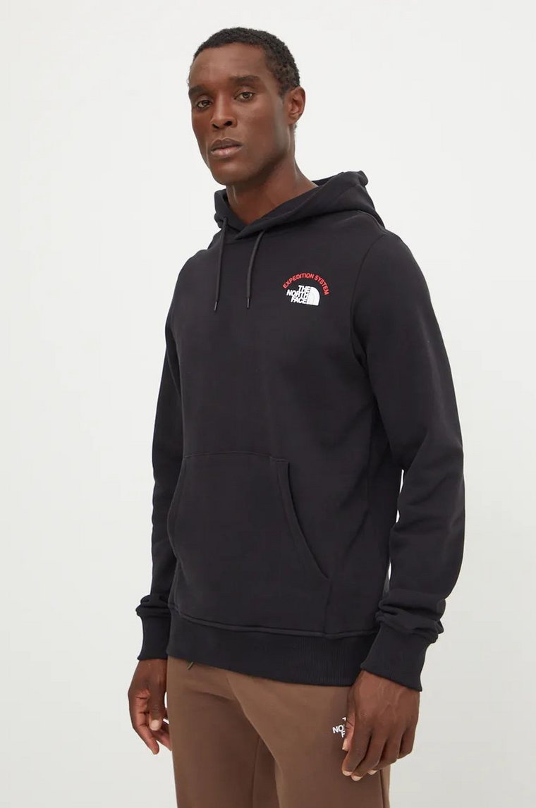 The North Face bluza bawełniana Hoodie Expedition System męska kolor czarny z kapturem z nadrukiem NF0A89DEJK31