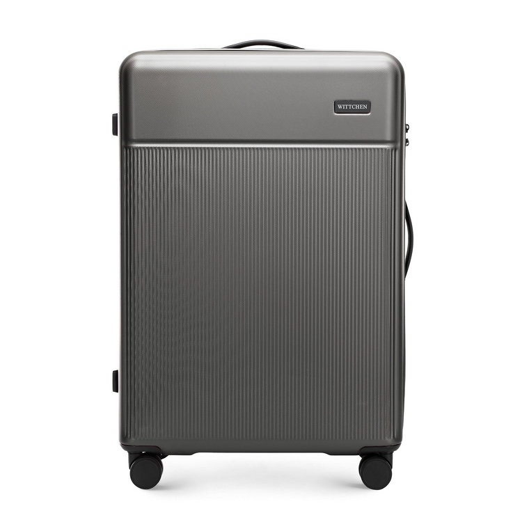 Duża walizka z ABS-u z pionowymi paskami szara