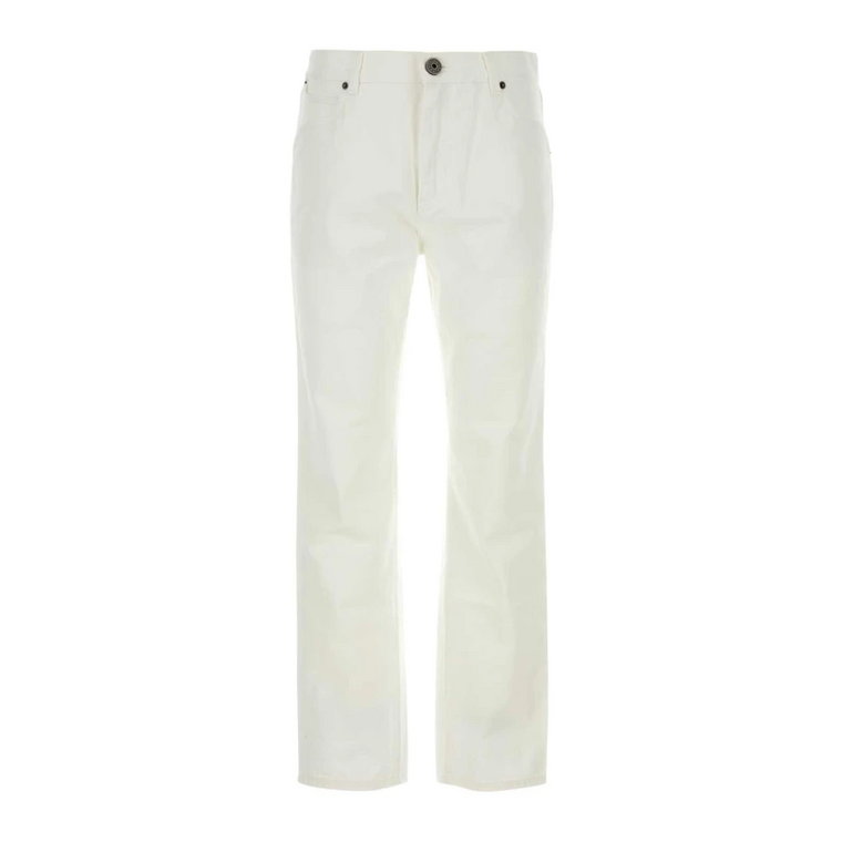 Białe jeansy Straight-Leg z haftowanym logo Balmain