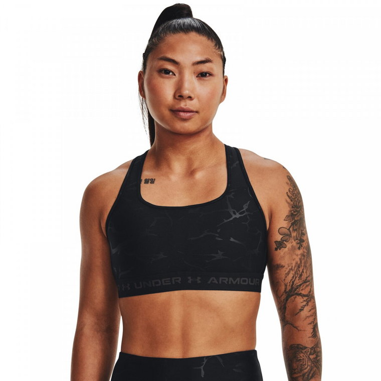 Biustonosz treningowy Under Armour Mid Crossback Emboss Sports Bra - czarny