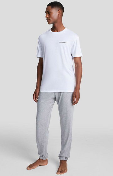 Karl Lagerfeld 220M2181 piżama unisex, Kolor szaro-biały, Rozmiar S, Karl Lagerfeld