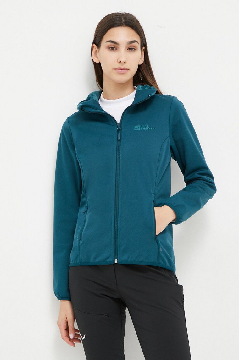 Jack Wolfskin kurtka outdoorowa Windhain Hoody kolor turkusowy