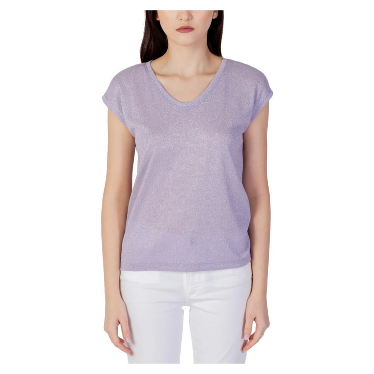 Srebrny s/s v szyja lurex top jrs noos 15136069 Only