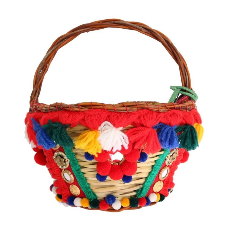 Wielokolorowa torba Agnese z kryształowymi pomponami Dolce & Gabbana
