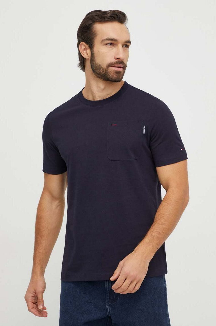 Tommy Hilfiger t-shirt bawełniany męski kolor granatowy gładki