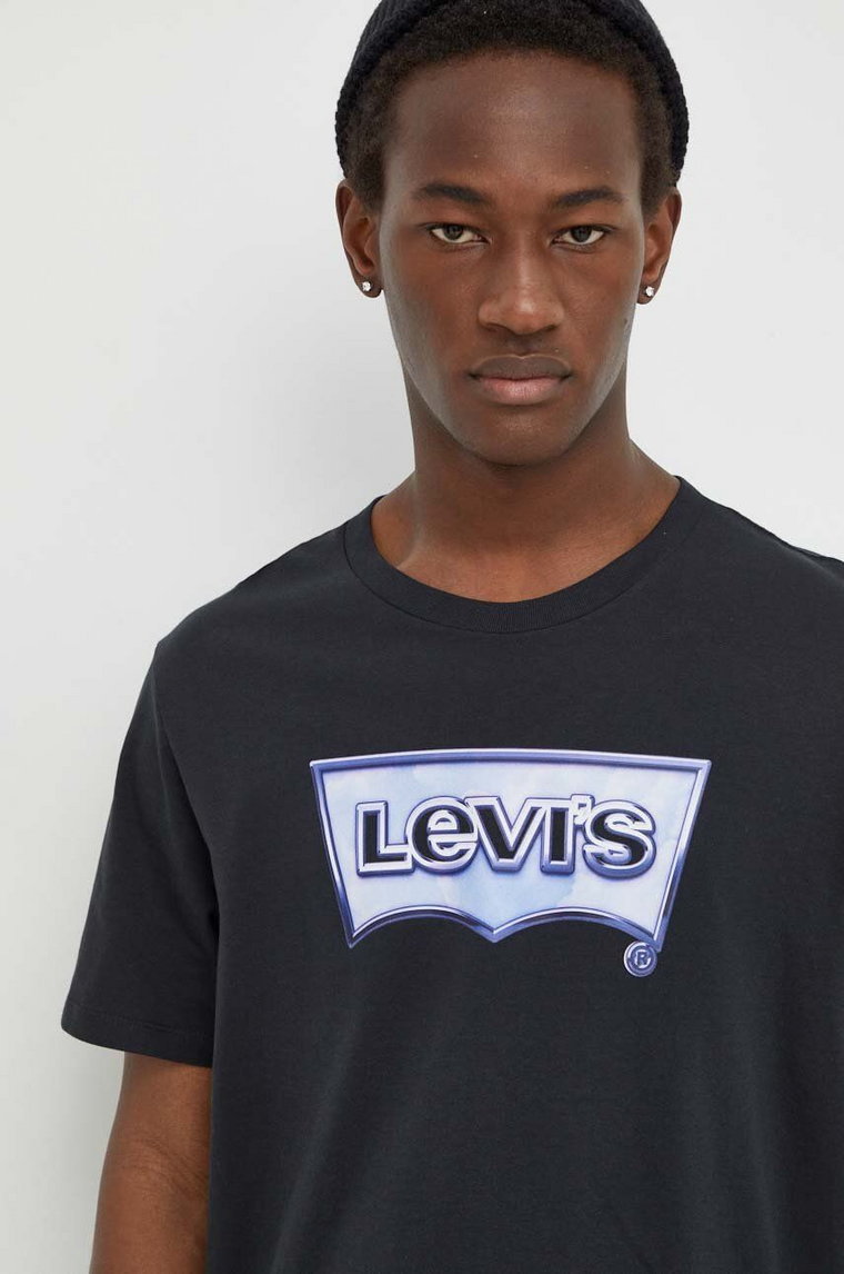 Levi's t-shirt bawełniany męski kolor czarny z nadrukiem