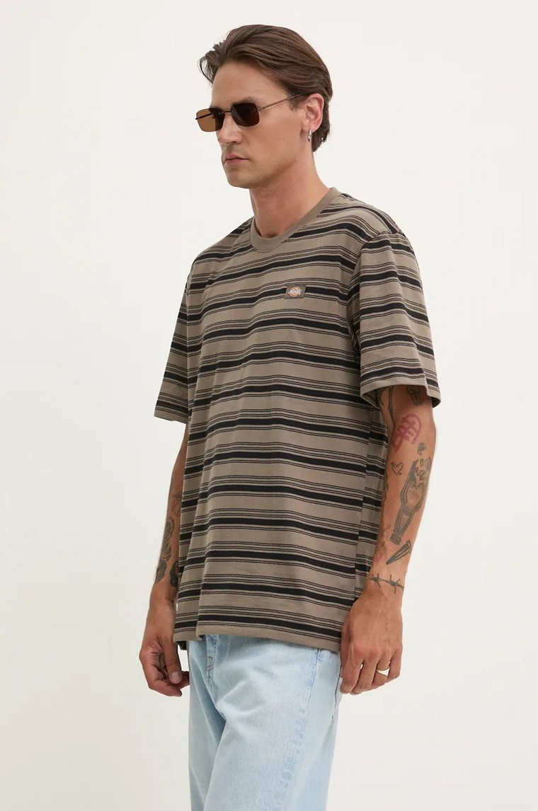 Dickies t-shirt bawełniany STEVENSVILLE męski kolor brązowy wzorzysty DK0A8642