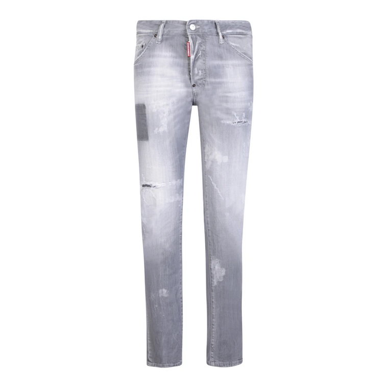 Szare Spodnie Slim Fit z Przetarciami Dsquared2