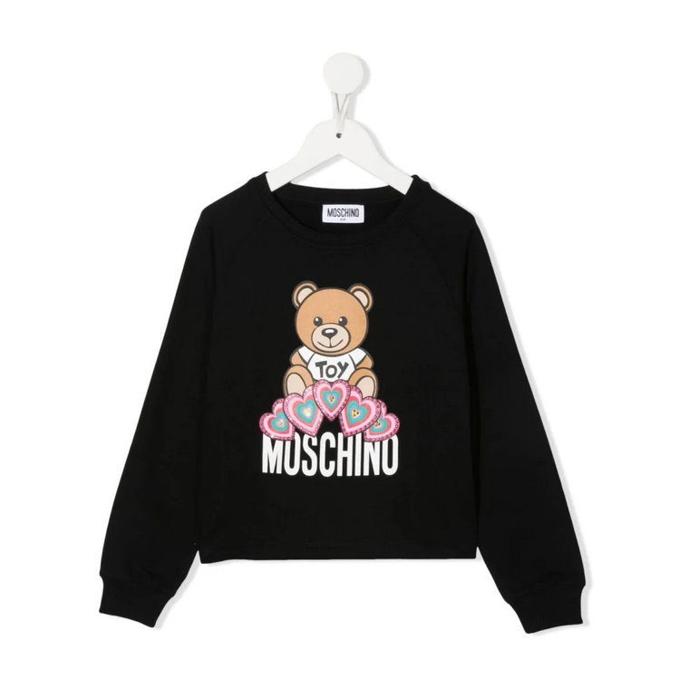 Czarny sweter dla dziewczynki z wzorem Moschino Moschino