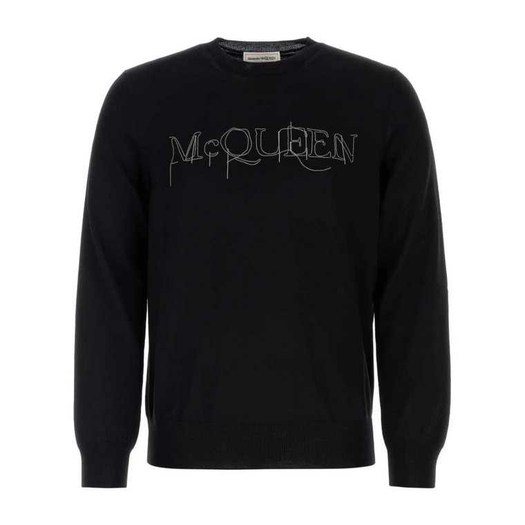 Czarny wełniany sweter - Klasyczny styl Alexander McQueen