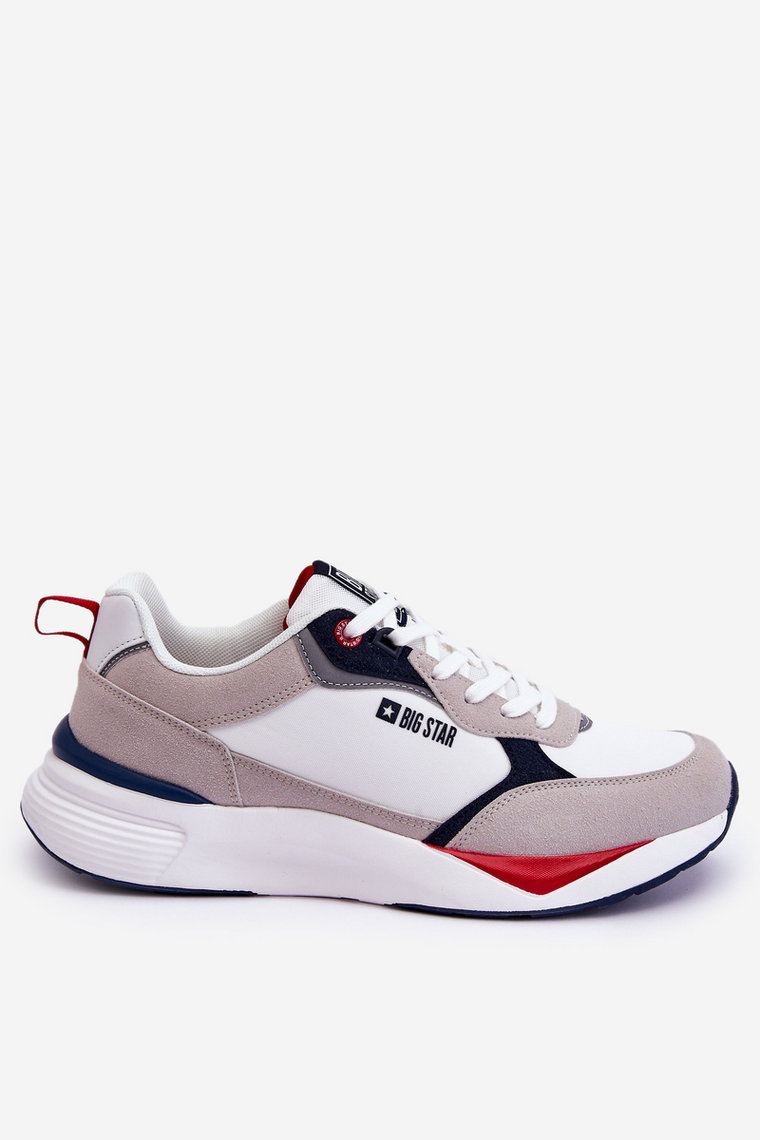 Męskie Buty Sportowe Memory Foam Big Star LL174235 Biało-Szare