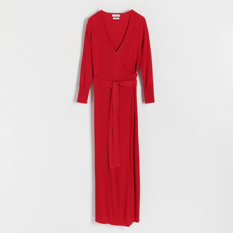 Reserved - Kopertowa sukienka z dzianiny - czerwony