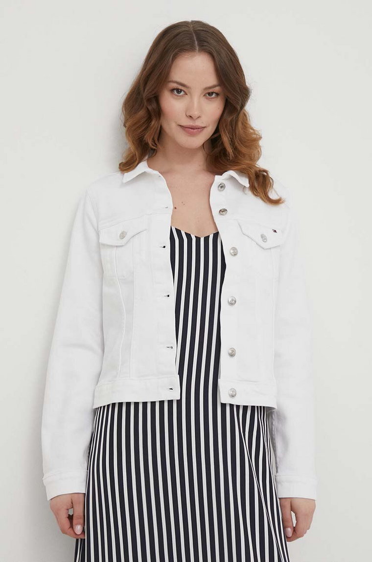Tommy Hilfiger kurtka jeansowa damska kolor biały przejściowa