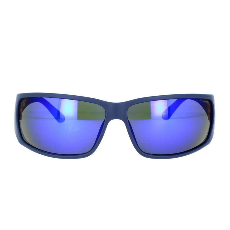 Męskie Okulary Przeciwsłoneczne, Ultralekka Niebieska Oprawka z Lustrzanymi Niebieskimi Soczewkami Police