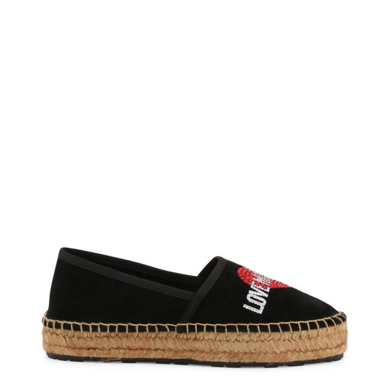 Glitter Slip-On Skórzane Espadrillos Love Moschino