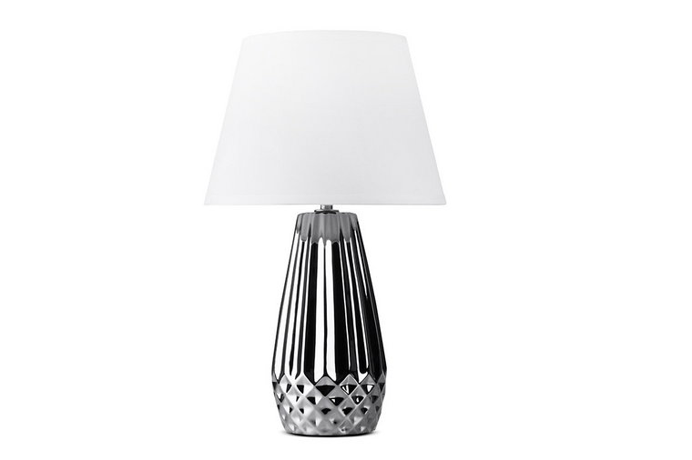 Lampa stołowa ERANA #srebrny/biały, Ø21,5, h40, ceramika/tkanina