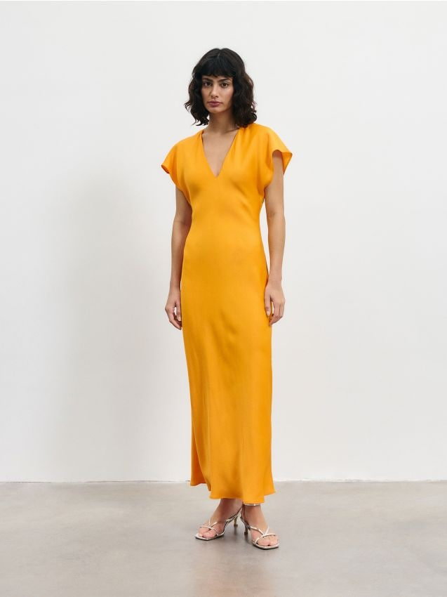 Reserved - Sukienka z wiskozy - pomarańczowy