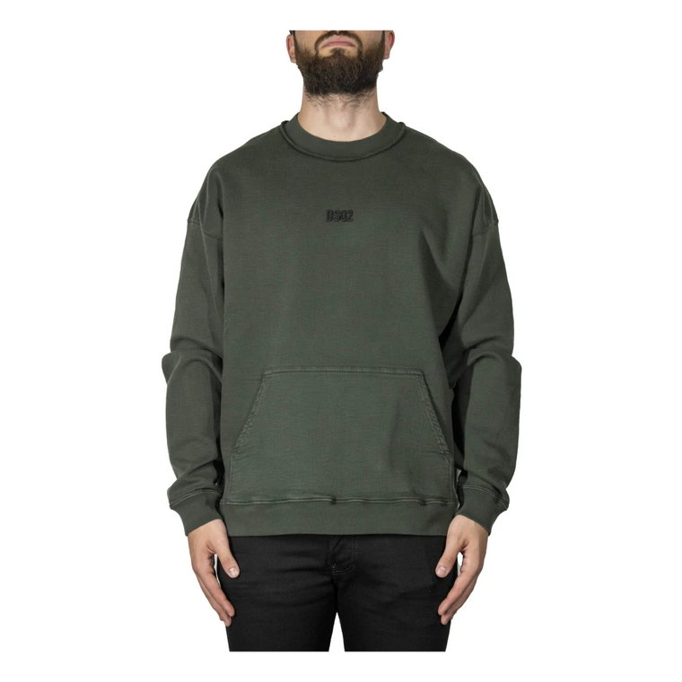 Oversized Army Green Sweater z logo Dsq2 Dsquared2