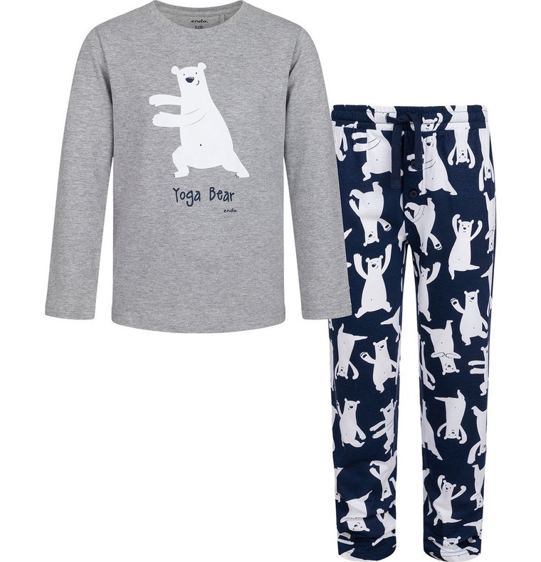 Piżama dziecięca piżamka chłopięca bawełna długi rękaw 110 Yoga Bear Endo
