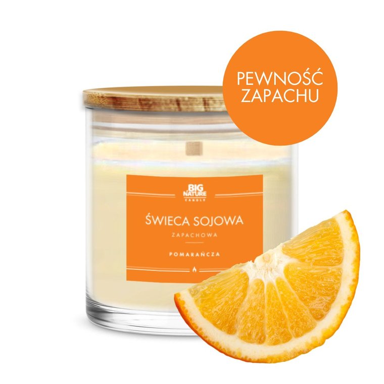 Świeca sojowa o zapachu POMARAŃCZA 150g - BIG NATURE CANDLE