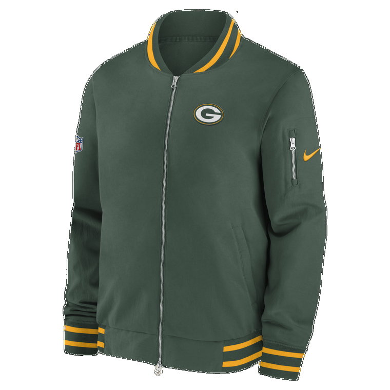 Męska kurtka typu bomberka z zamkiem na całej długości Nike Coach (NFL Green Bay Packers) - Zieleń