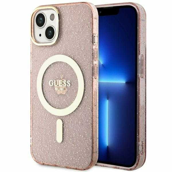 Guess GUHMP14SHCMCGP iPhone 14 6.1" różowy/pink hardcase Glitter Gold MagSafe