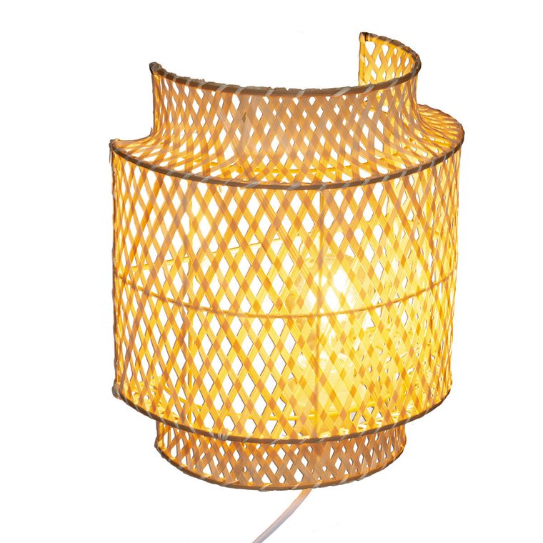 Lampa stołowa boho LIBY, klosz bambus, 28 cm