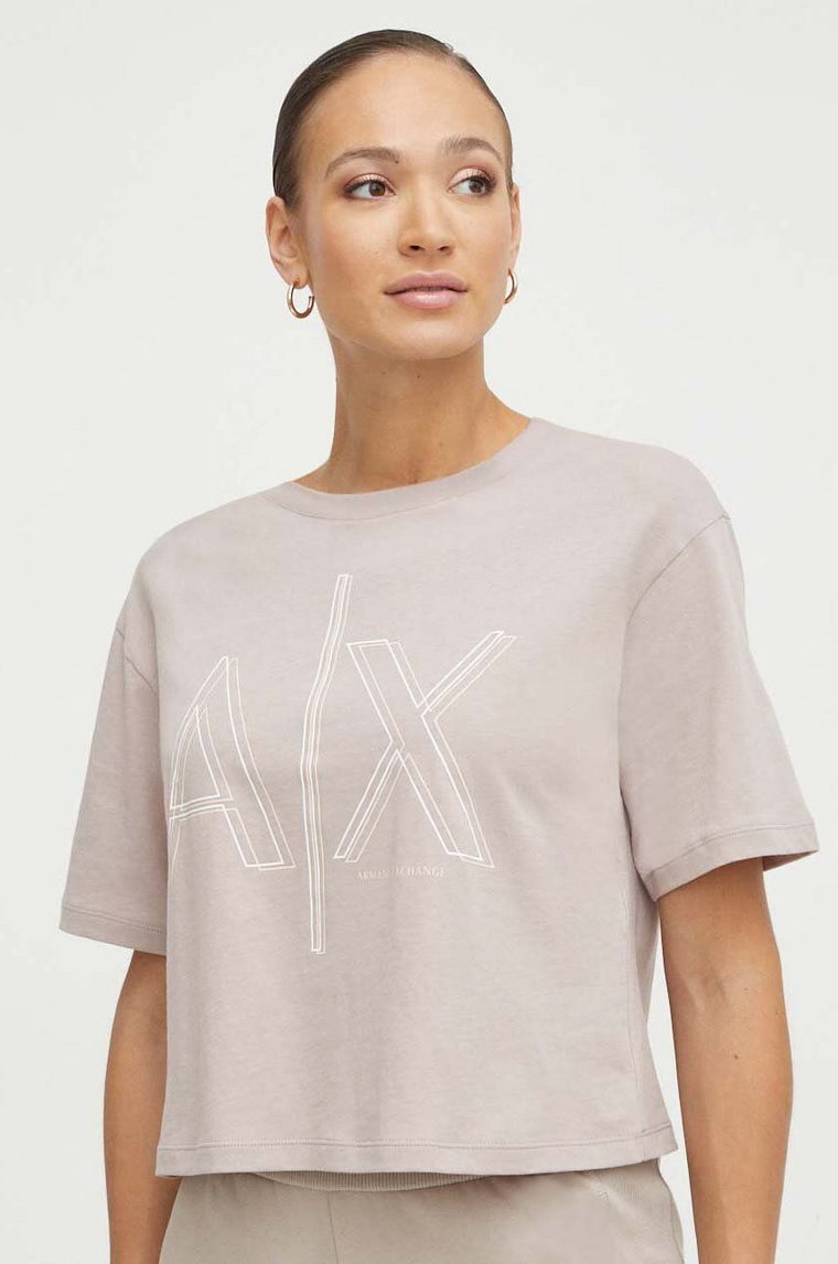 Armani Exchange t-shirt bawełniany damski kolor beżowy 3DYT06 YJ3RZ