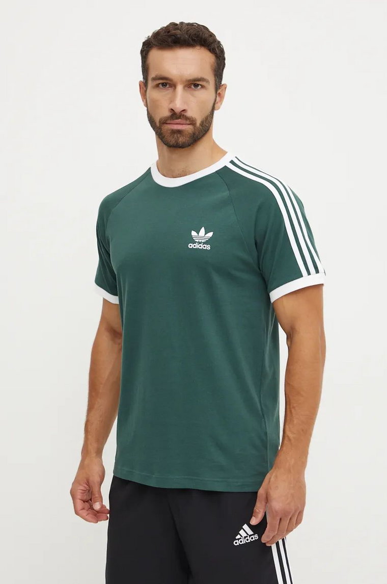 adidas Originals t-shirt bawełniany męski kolor zielony z aplikacją IY8720