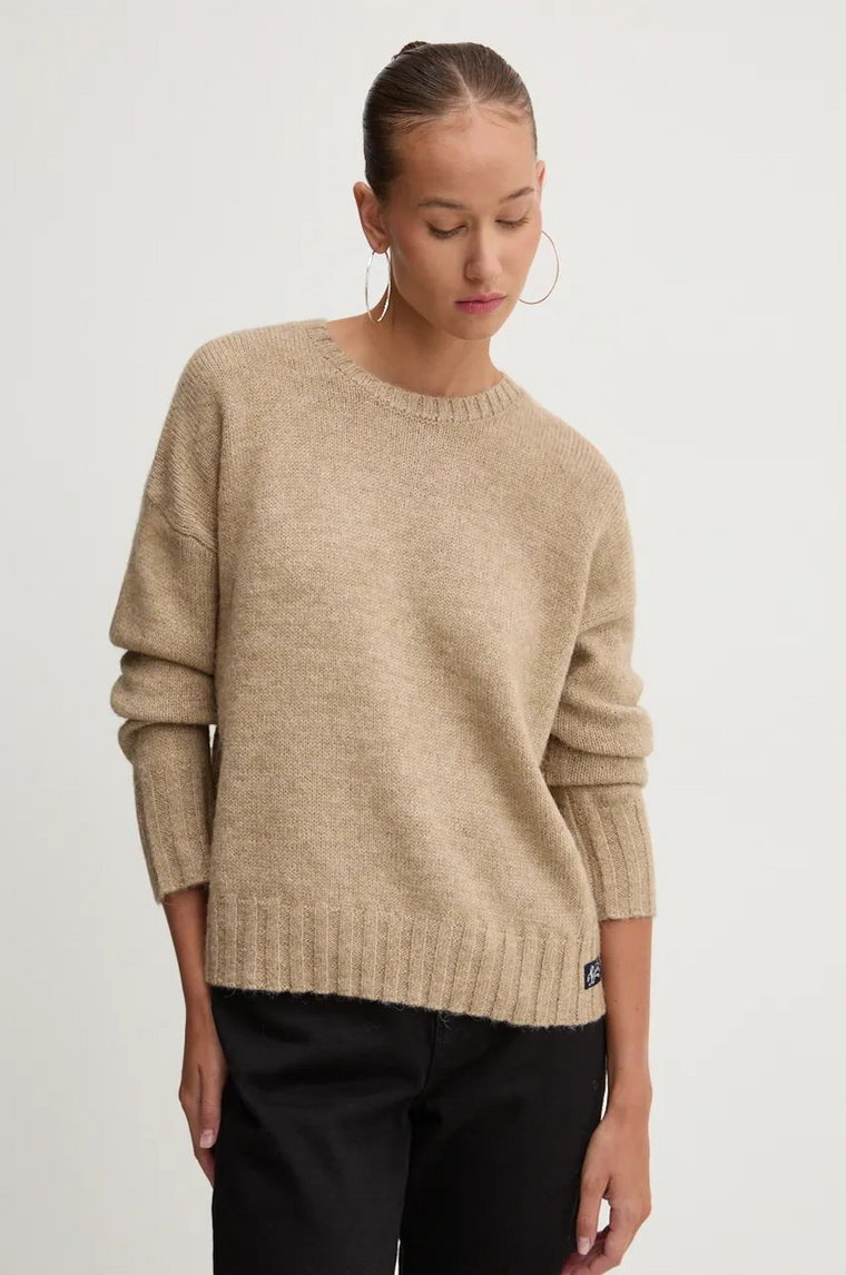 Superdry sweter z domieszką wełny damski kolor beżowy  W6110567A-B8M