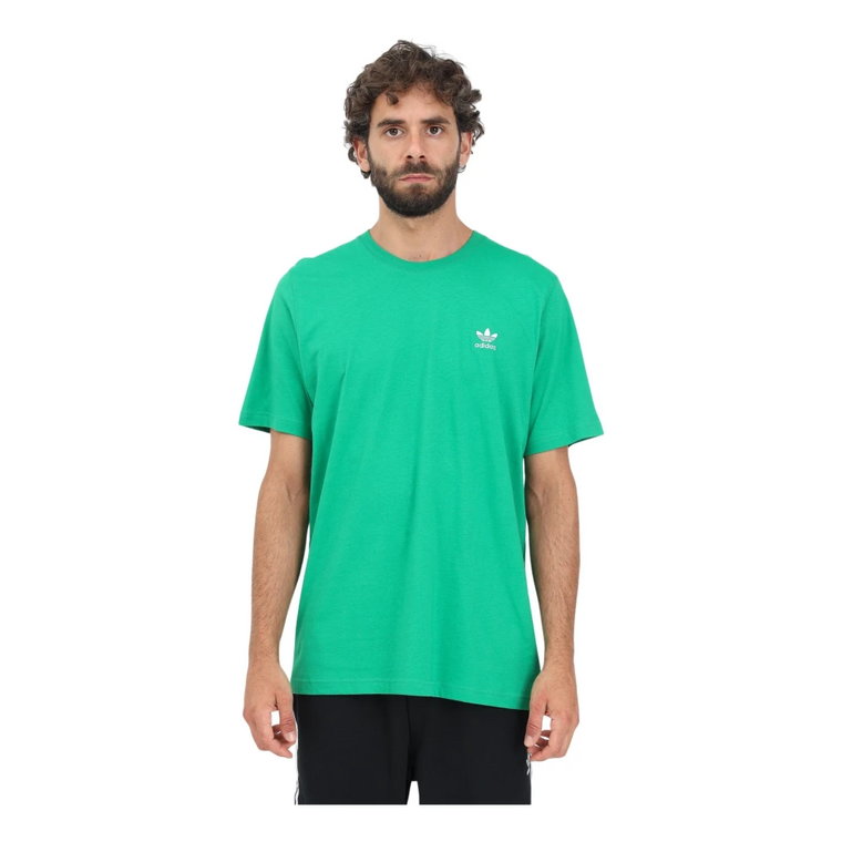 Zielony Minimalistyczny Bawełniany T-shirt dla Mężczyzn Adidas Originals