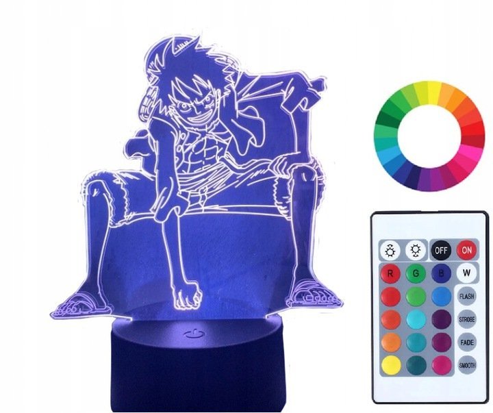 Lampka Nocna 3D Led Imię Monkey Luffy One Piece