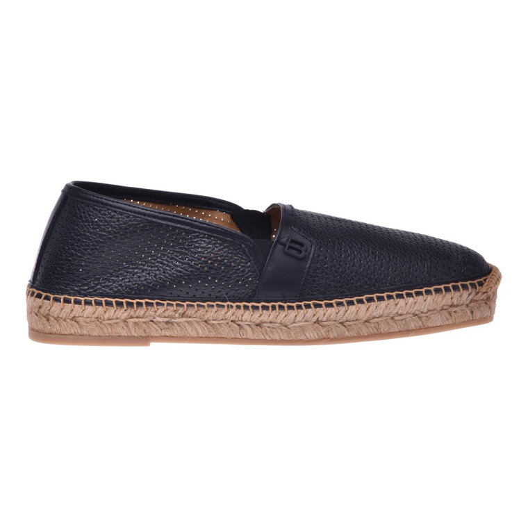 Black perforated leather espadrilles Baldinini