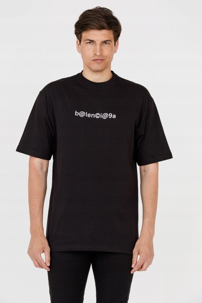 BALENCIAGA Czarny t-shirt z białym logo