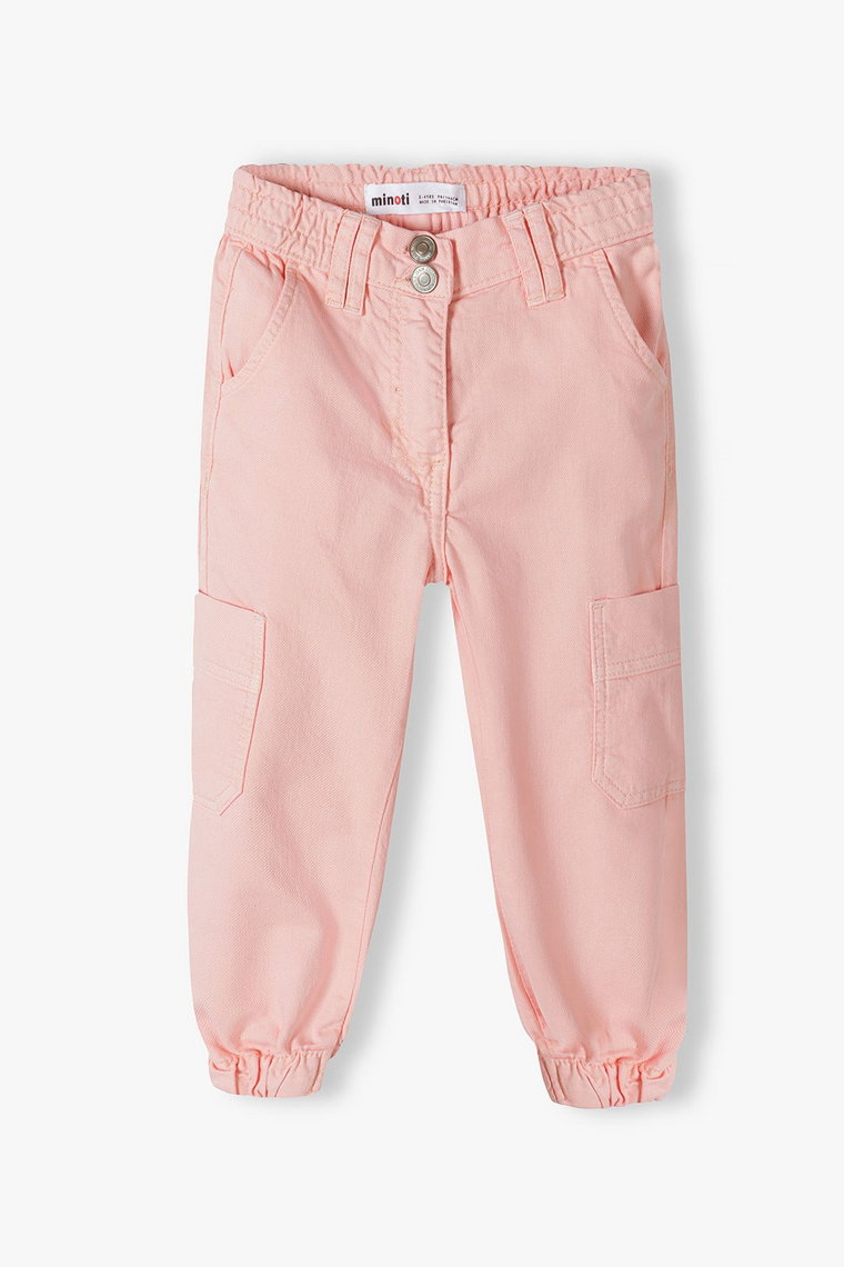 Spodnie typu bojówki dla małej dziewczynki różowe