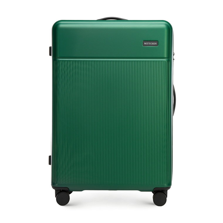 Duża walizka z ABS-u z pionowymi paskami zielona